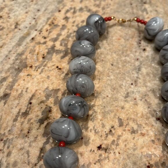 Vintage Monet Beaded Marble Faux Stone Chunky Choker - Picture 5 of 7